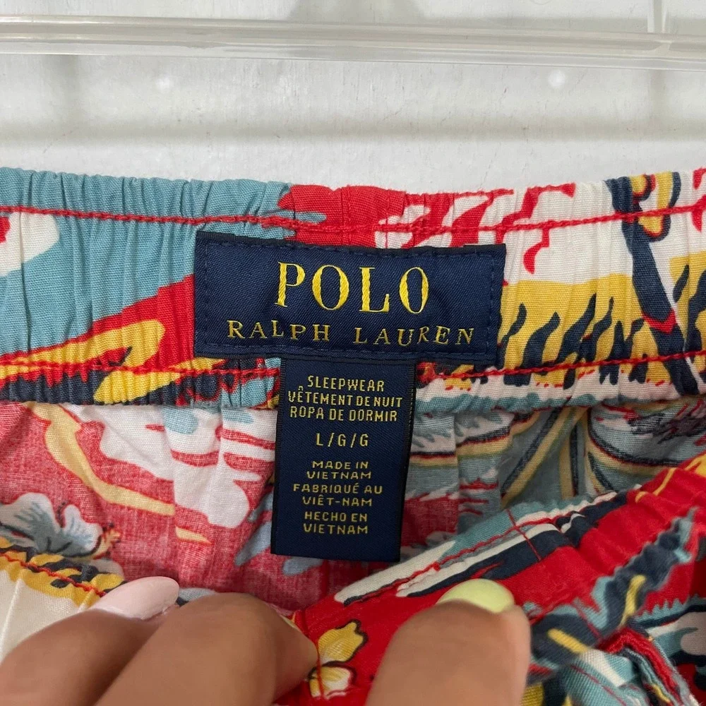 Polo Ralph Lauren Men Large Red Hawaiian‎ Aloha Print Sleepwear Pajama Pants L